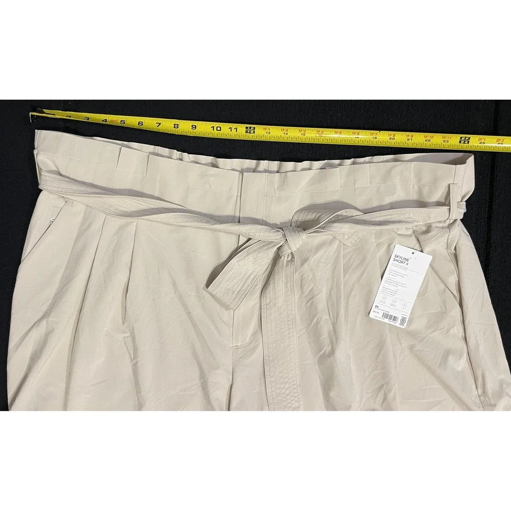 Athleta Skyline Short II Shorts Womens 26 Beige Paperbag Waist Belted‎ Travel